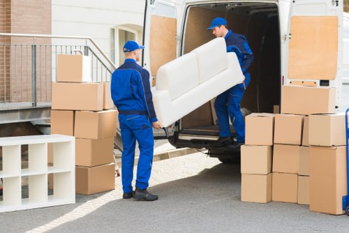 Business relocation equipment prepared for an office removals job in Nottinghill