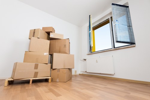Careful unloading of household items with focus on safe handling