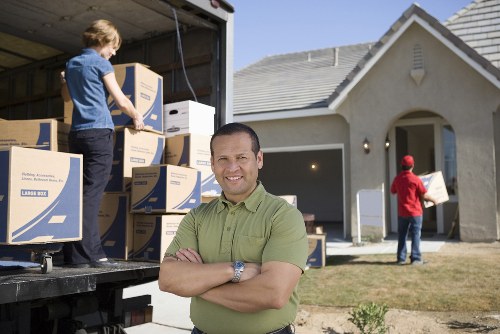 Boxes and household items being organised for a local move