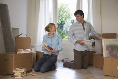 Packing boxes and moving supplies prepared for a Notting Hill relocation